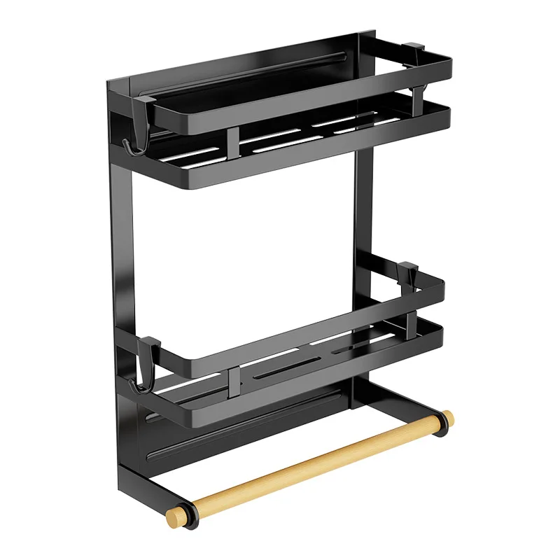 Magnetic refrigerator rack seamless installation punch-free kitchen side storage plastic wrap rack refrigerator rack