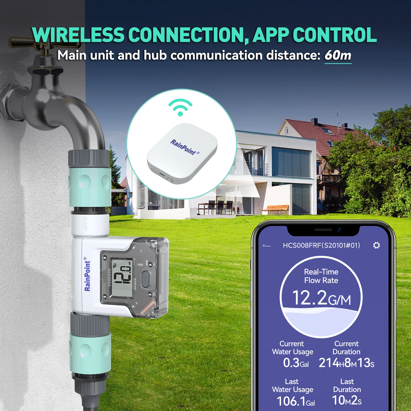 Цифровой расходомер воды электромагнитный Wi-Fi умный контроллер проточный клапан для домашнего сада