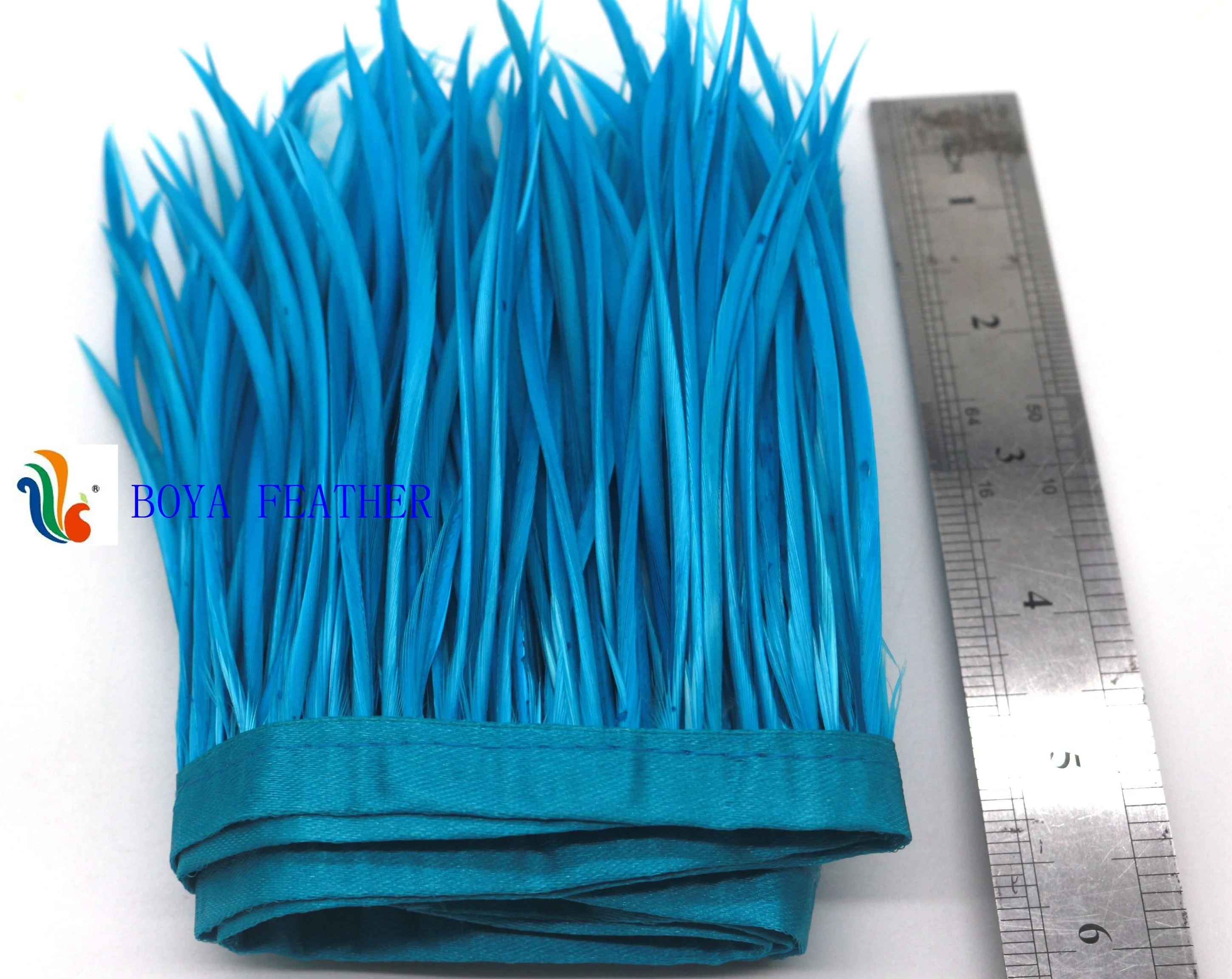 goose biot feather fringe trim with satin ribbon