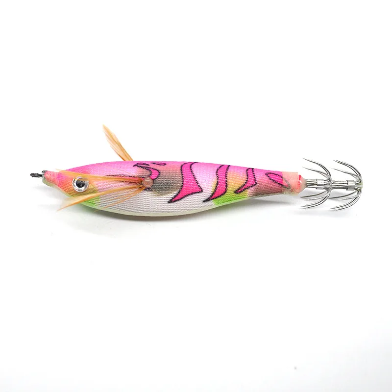 Hot Sale OEM New Luminous Wood Shrimp With Noise Balls Squid Jig Wood Shrimp Bait 14 Colors Luminous Round Belly Shrimp Lure