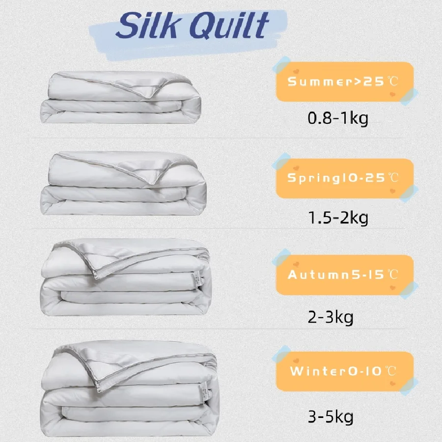 Natural Washable Winter Summer Silk Quilt, Bed Duvet Cover Set Quilt Comforter , Handmade China 100% Pure Mulberry Silk Quilts