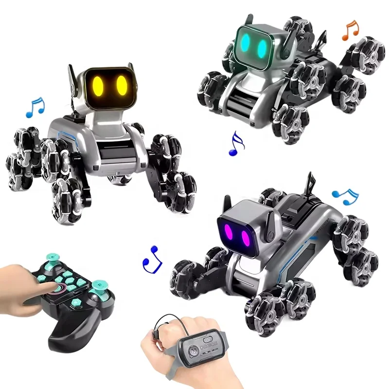 Hand Gesture Controlled Stunt Robot RC Dog Remote Control Robotic Toys with Walk Dance Music Led Face and 2.4Ghz Radio for Kids