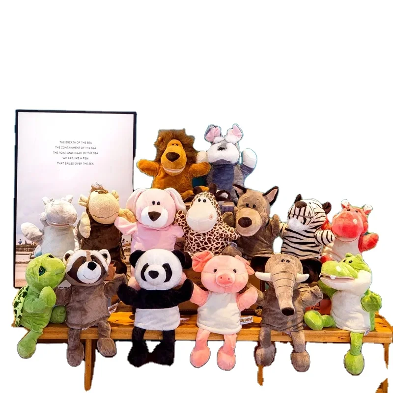 Factory Sale 30cm Cartoon Animal Hand Puppet Parent-child Game Doll Lion Elephant Pig Appease Toys Birthday Gifts For Children