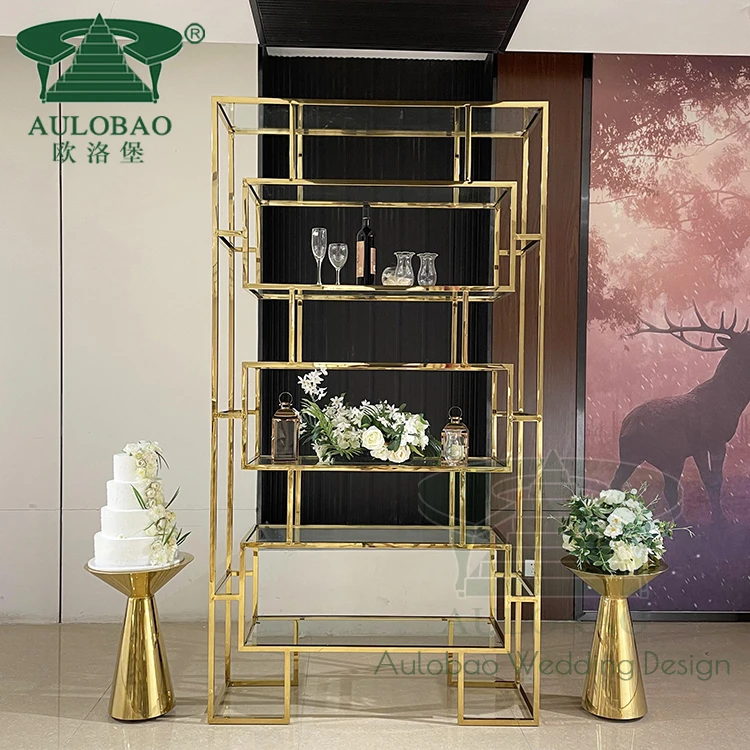 Праздничная рама из нержавеющей стали высокая металлическая Золотая барная винная полка