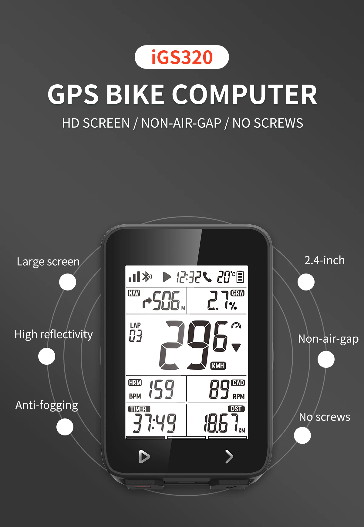 
Hot sales iGS320 bikes accessories tracker with speedmeter gps bike computer 