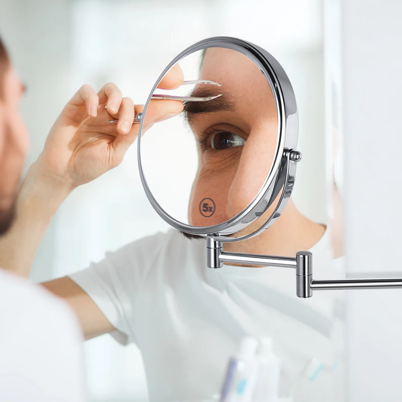 wholesale Hotel Wall Mounted Double Sides Metal Shaving Bathroom Wall Mirrors Gmj833