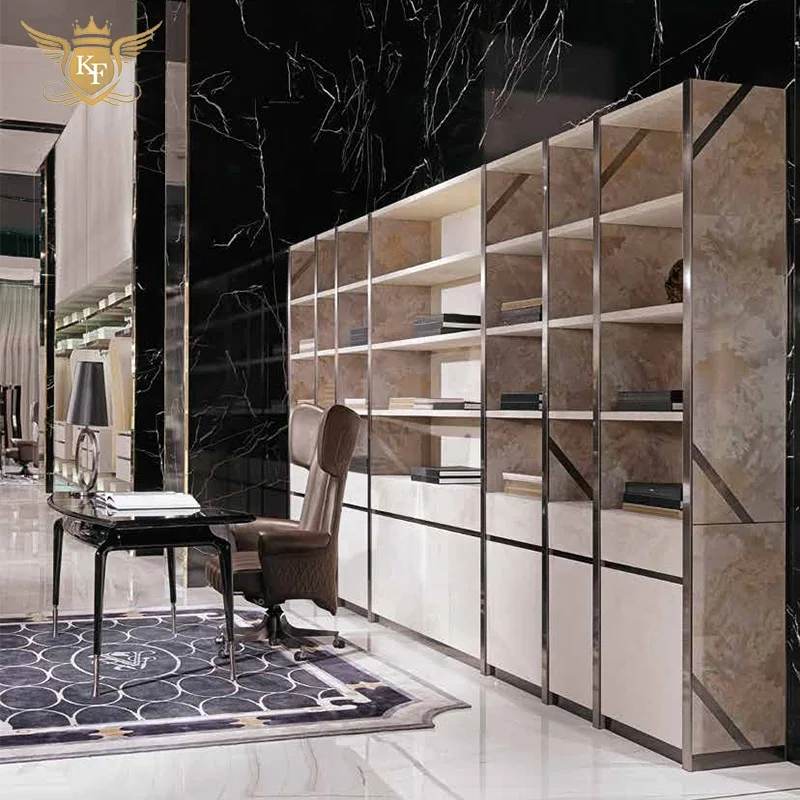 KF Casa wholesale home office luxury Italian design study room executive office desk marble office table with leather chair