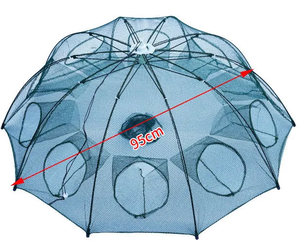 4/6/ 8/12 Holes Cheap Nylon Umbrella Floater Nylon Drop Crab Fishing Net Trap Circular Crab Net Trap