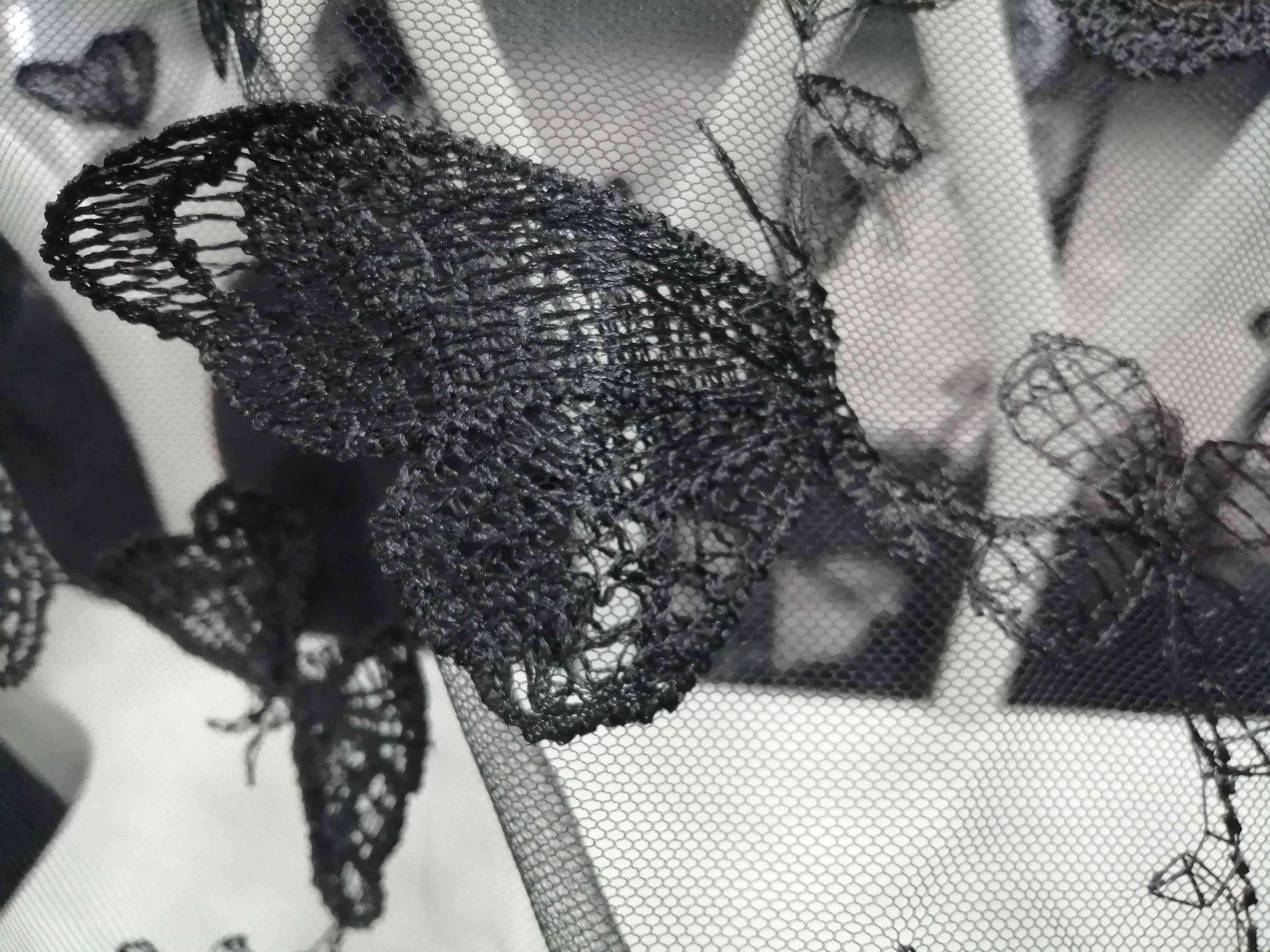 Black Beautiful Jacquard 3D Butterfly Hollow Garment Accessories Halter Dress Fashion Wedding Soft Lace Fabric for Skirt