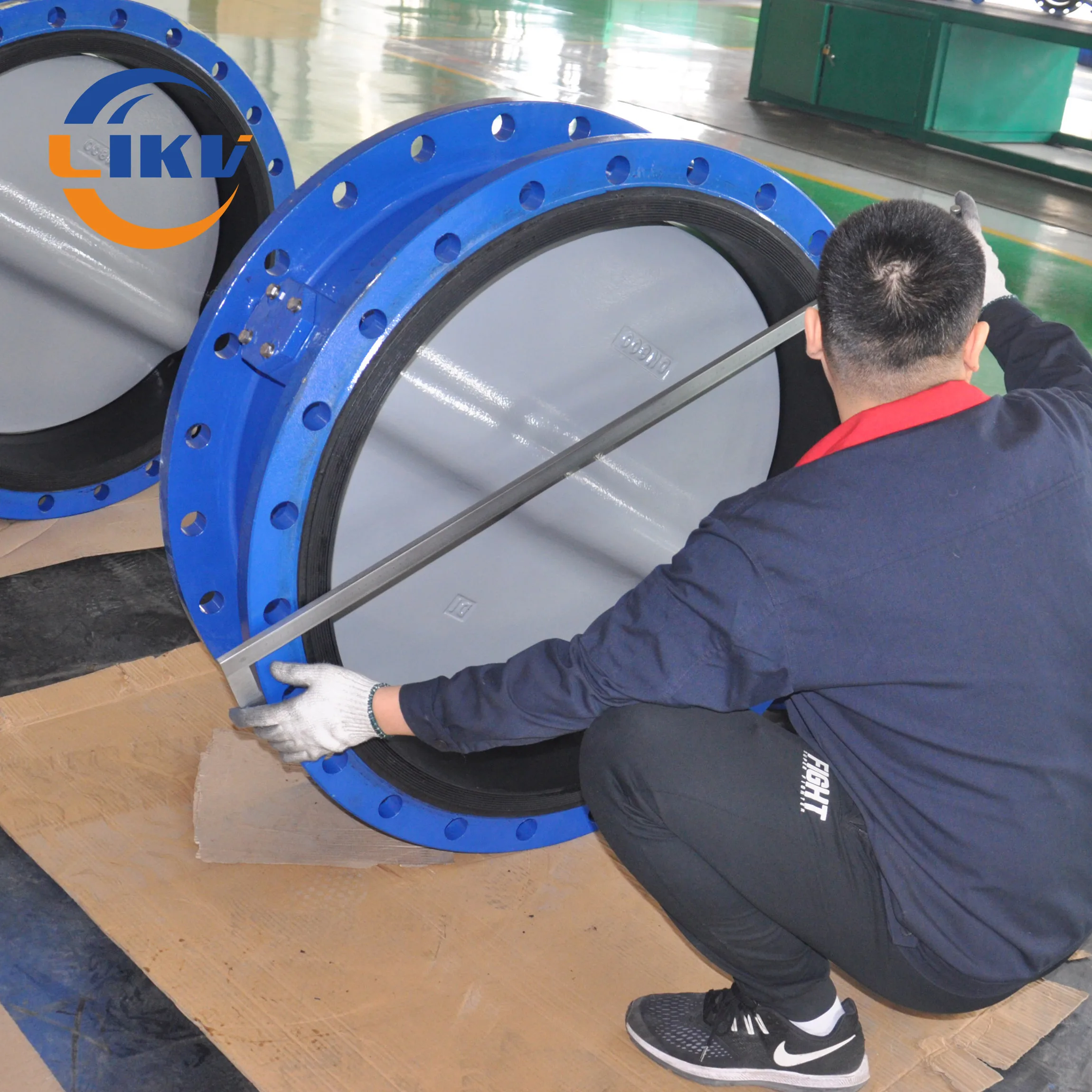 Cast Iron NBR Seal Pn10/16/25 Double Flange Butterfly Valve with Worm Gear Operated