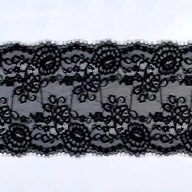 Factory elegant white 22.5cm eyelash lace stretch lace fabric for lingerie