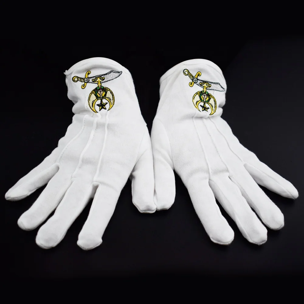  Недорогие высококачественные перчатки из масонского хлопка с вышивкой логотипа на