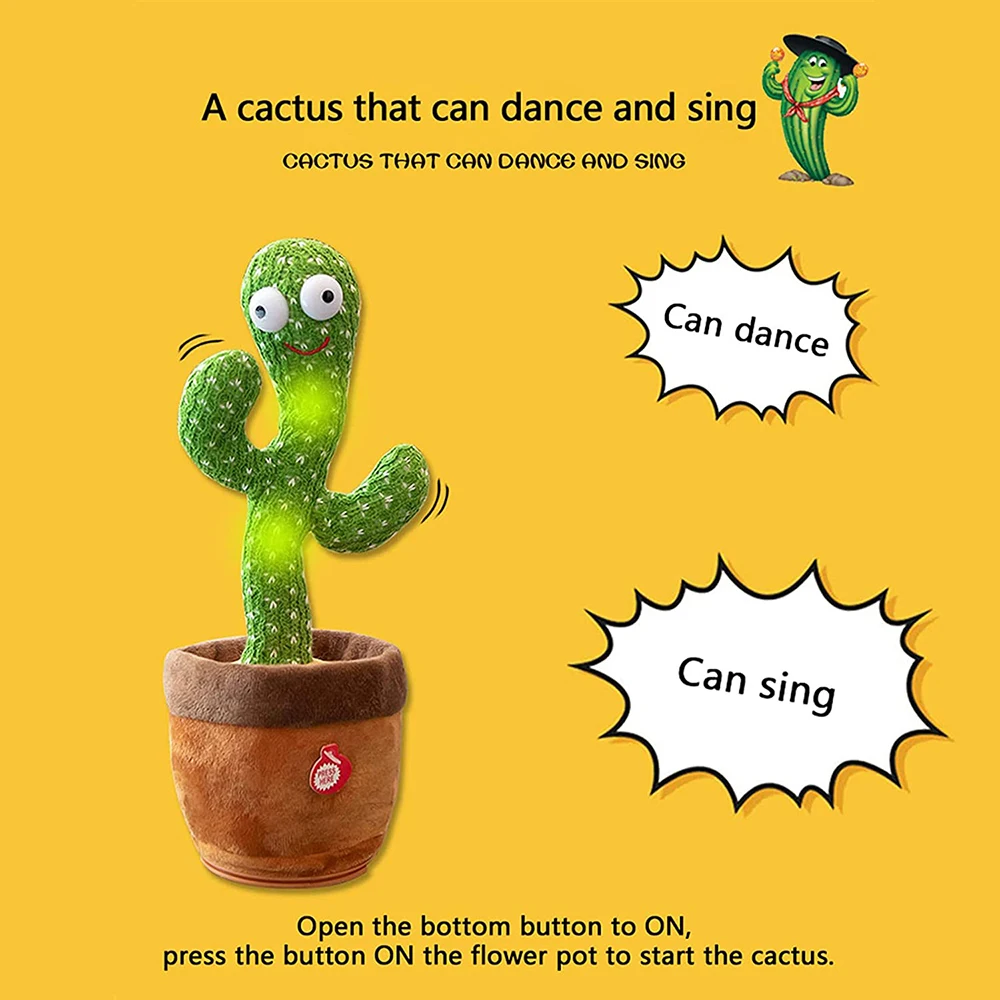 Dancing Cactus Game Twisting Dancing Cactus Doll recording Talking Singing Music Dancing Cactus Plush Toy