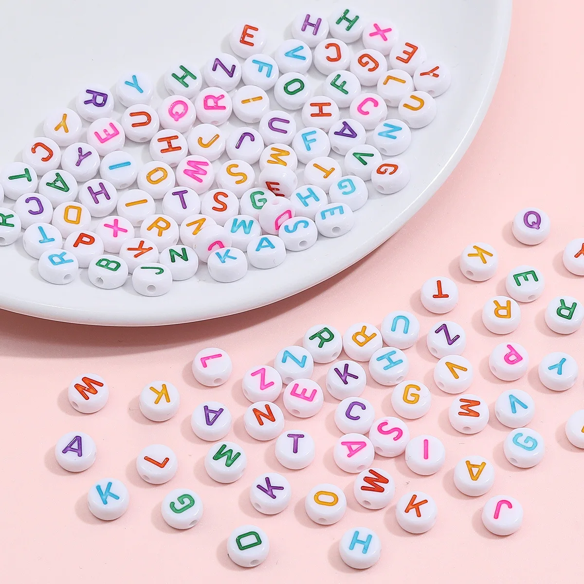 500g/1bags Wholesale DIY Jewelry Making Beads 4*7mm White Arabic Numerals Alphabet Fluorescent Dripping Oil Acrylic  Beads