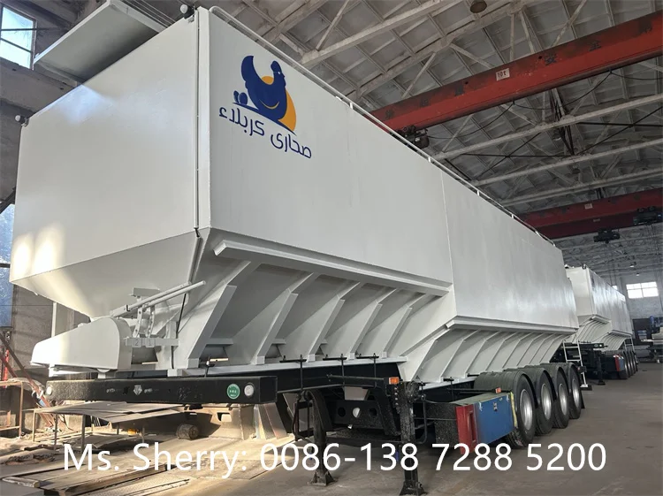60M3 Farm Poultry Bulk Feed Trailer 4 Axle Electric Discharge Bulk Feed Tank Trailer