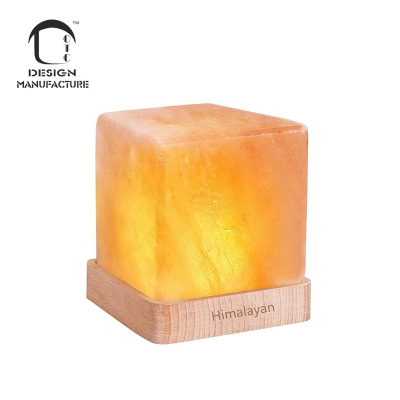 manufacture home hot sale modern hand-carved USB natural Himalayan salt lamp with wooden base