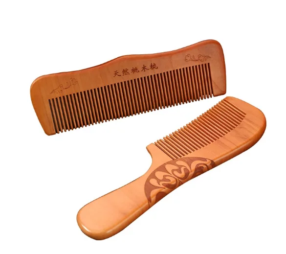 13Styles Natural Peach Wood Comb Anti-Static Handcrafted Fine Tooth Comb Massage Head Classic Comb Hair Styling Hair Care Tool