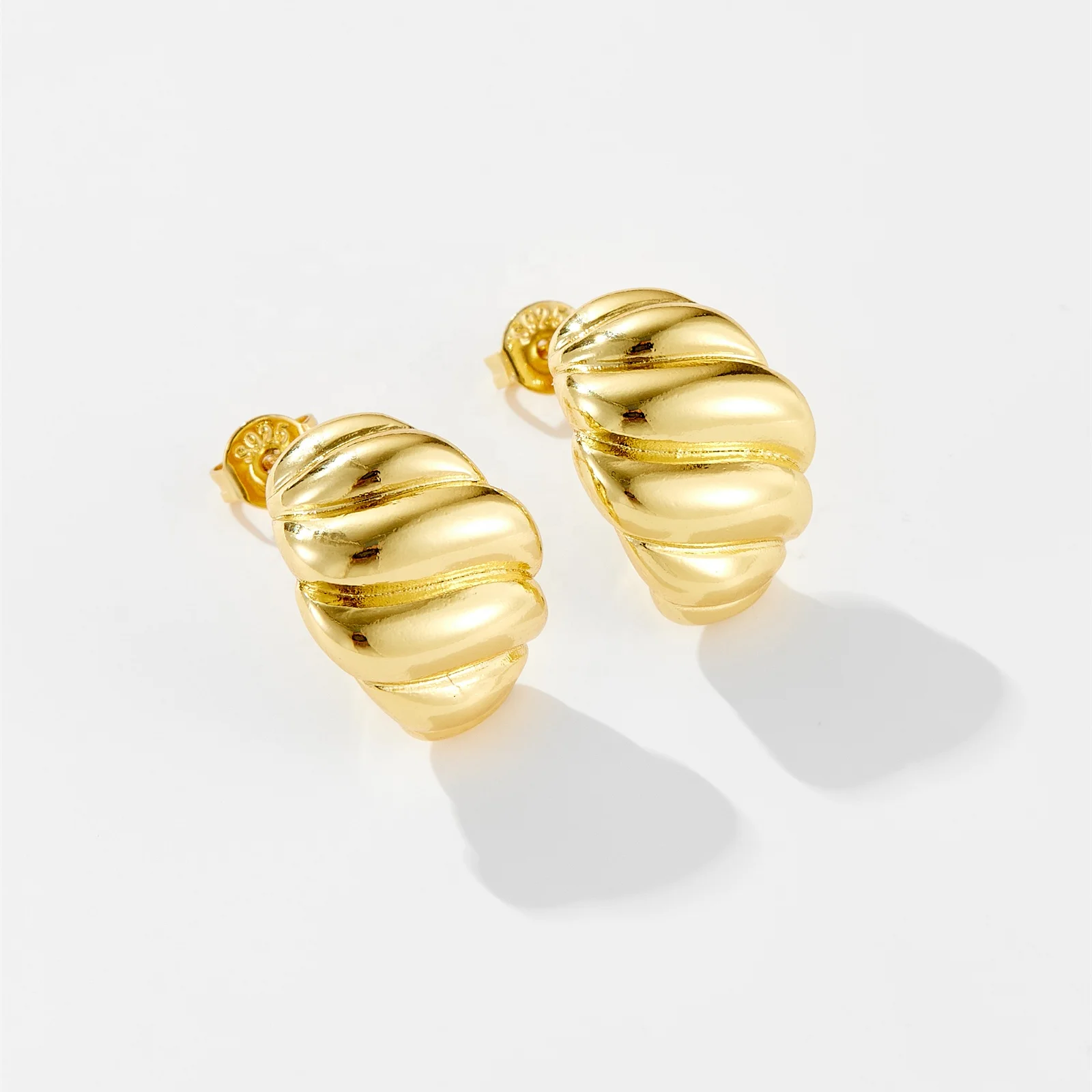 FUAMAY Aretes De Oro Cheap Brass Crosissant Hoop Earrings Large Woman Puffy Earrings