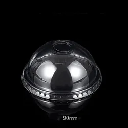 Wholesale 90mm dome pet cheap disposable dispenser clear paper cup lid cover