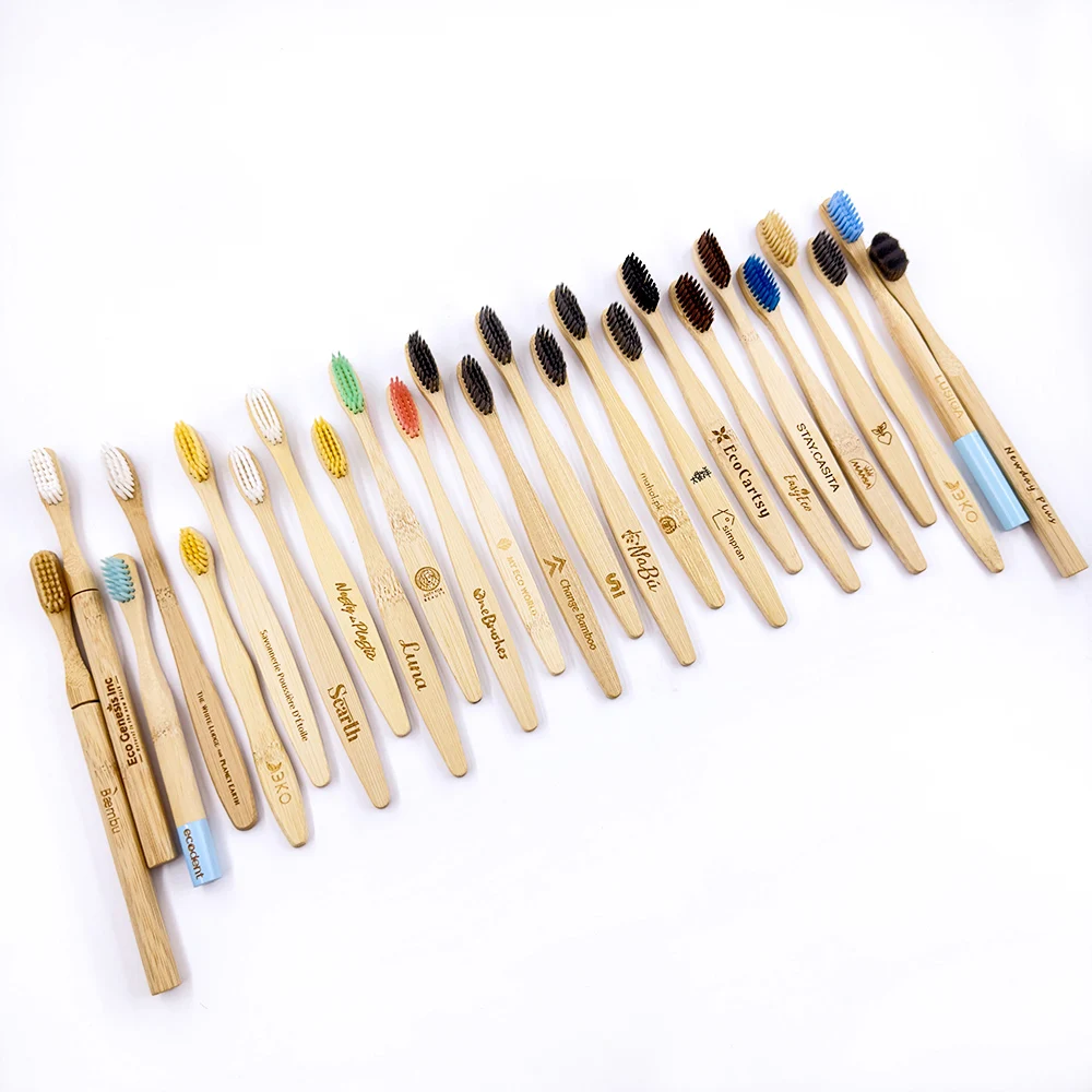 Natural Bamboo Toothbrush Biodegradable Bristle with Logo Eco Friendly Charcoal Bristle Organic Toothbrush Bamboo