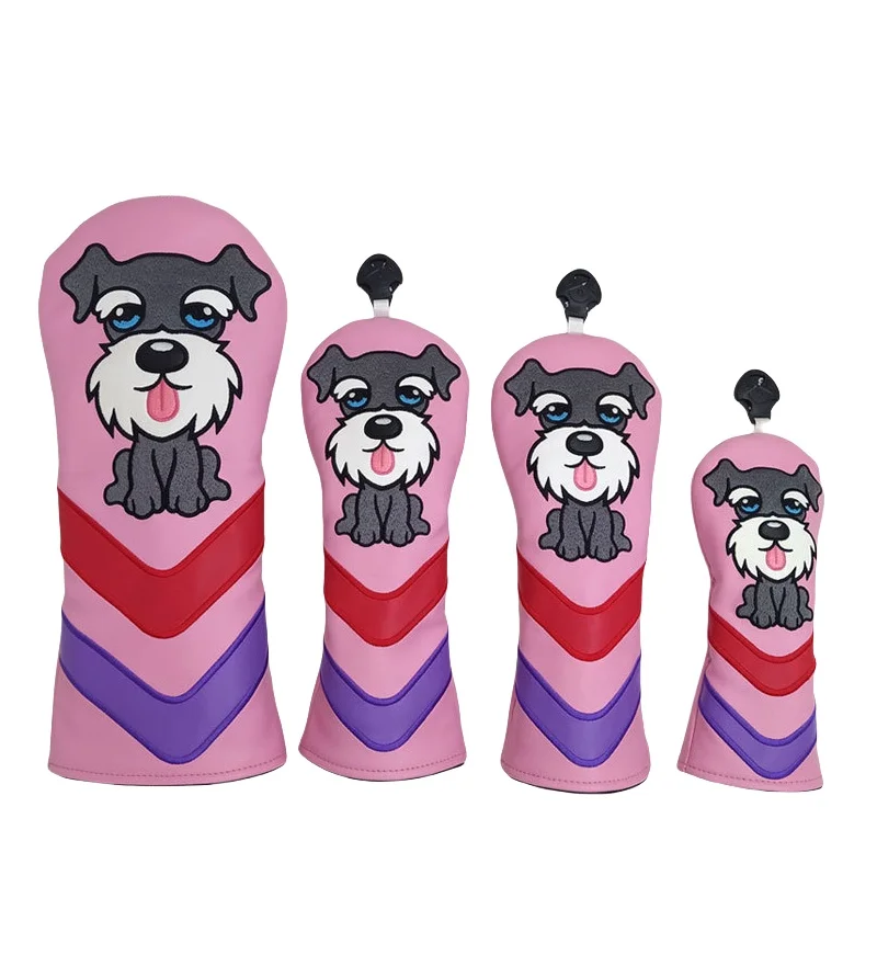 Schnauzer Wooden Headcover  PU Material Golf Fairway Wood Leather Head Cover Golf Headcover Wholesale