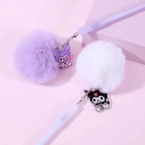Sanrio Милая мультяшная подвеска в виде шариков для волос нейтральная ручка кулон форме сердца девушек и студентов канцелярские товары плюшевая на