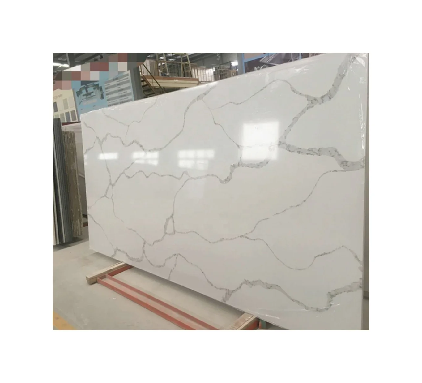 SANDE Sale Quartz Dining Table Top With Veins Calacatta White Quartz Stone For Countertops