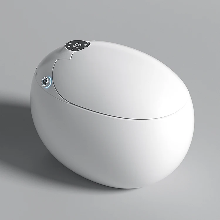 Modern round one piece siphon jet closestool egg shape electric auto sensor open automatic flush intelligent smart toilet bowl