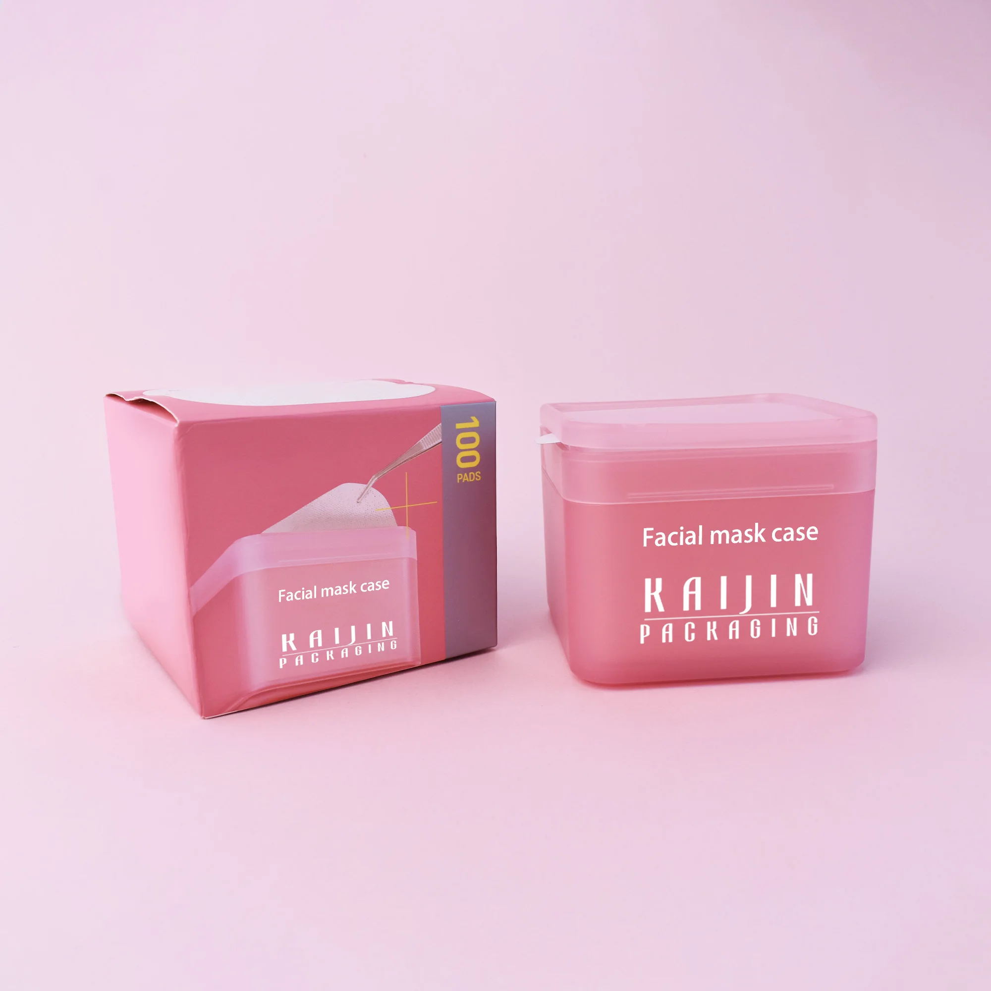 Cosmetic empty square skin pad jar replacement liner cotton sheet plastic jar moisturizing cleansing container with tweezers