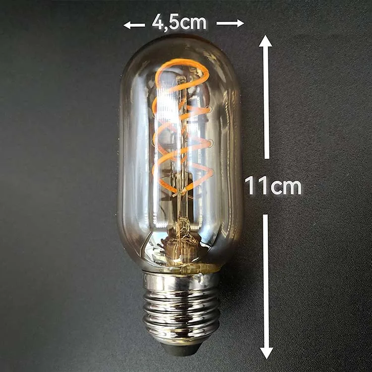Vintage Style Small Tube Amber Edison Bulb T45 E26 E27 B22 LED Spiral LED Light Bulb CE RoHS