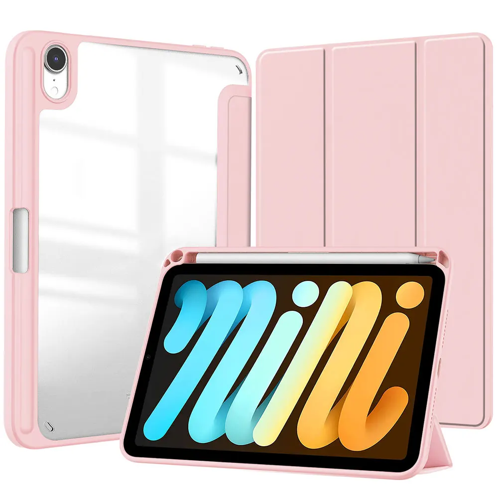 Acrylic Table Case For Ipad Mini 6 Pure Color Cover 10Th Generation Pro 12.9 11 Inch Air 5 9Th 3 Fold Holder Tablet Protective