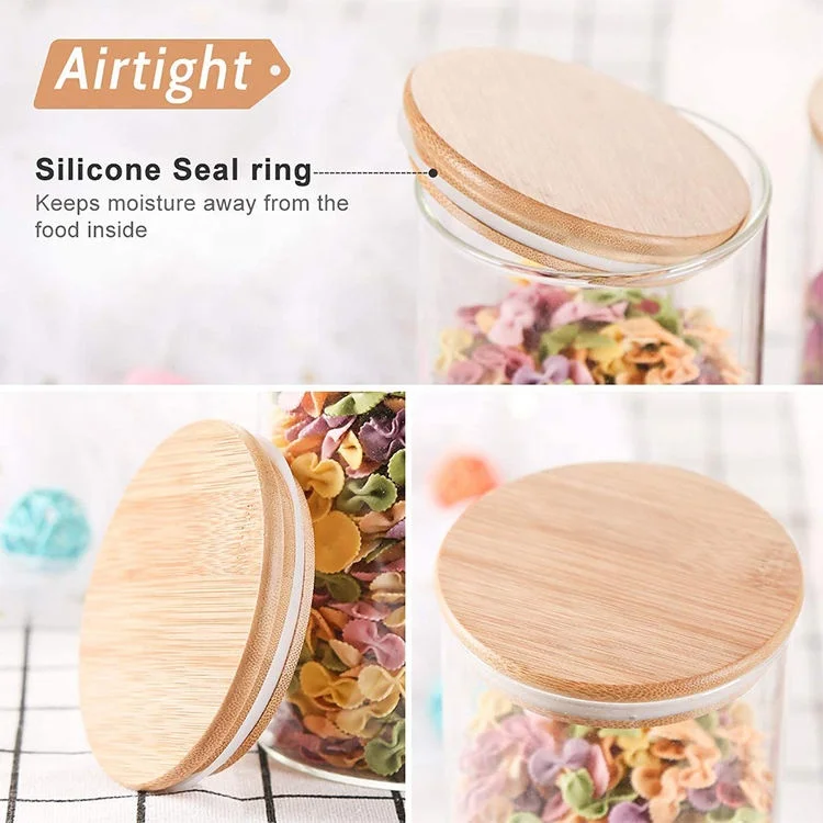 Hot Sale Mini Small Household Kitchen Refrigerator Storage Glass Spice Jars With Bamboo Lid