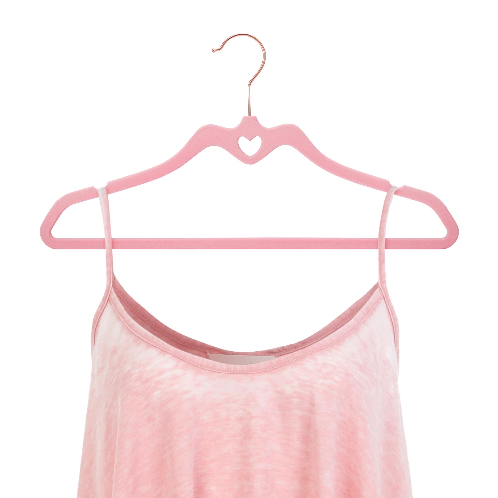 Пользовательские пластиковые Нескользящие новые высококачественные 60 Pack розовые бархатные вешалки для костюмов