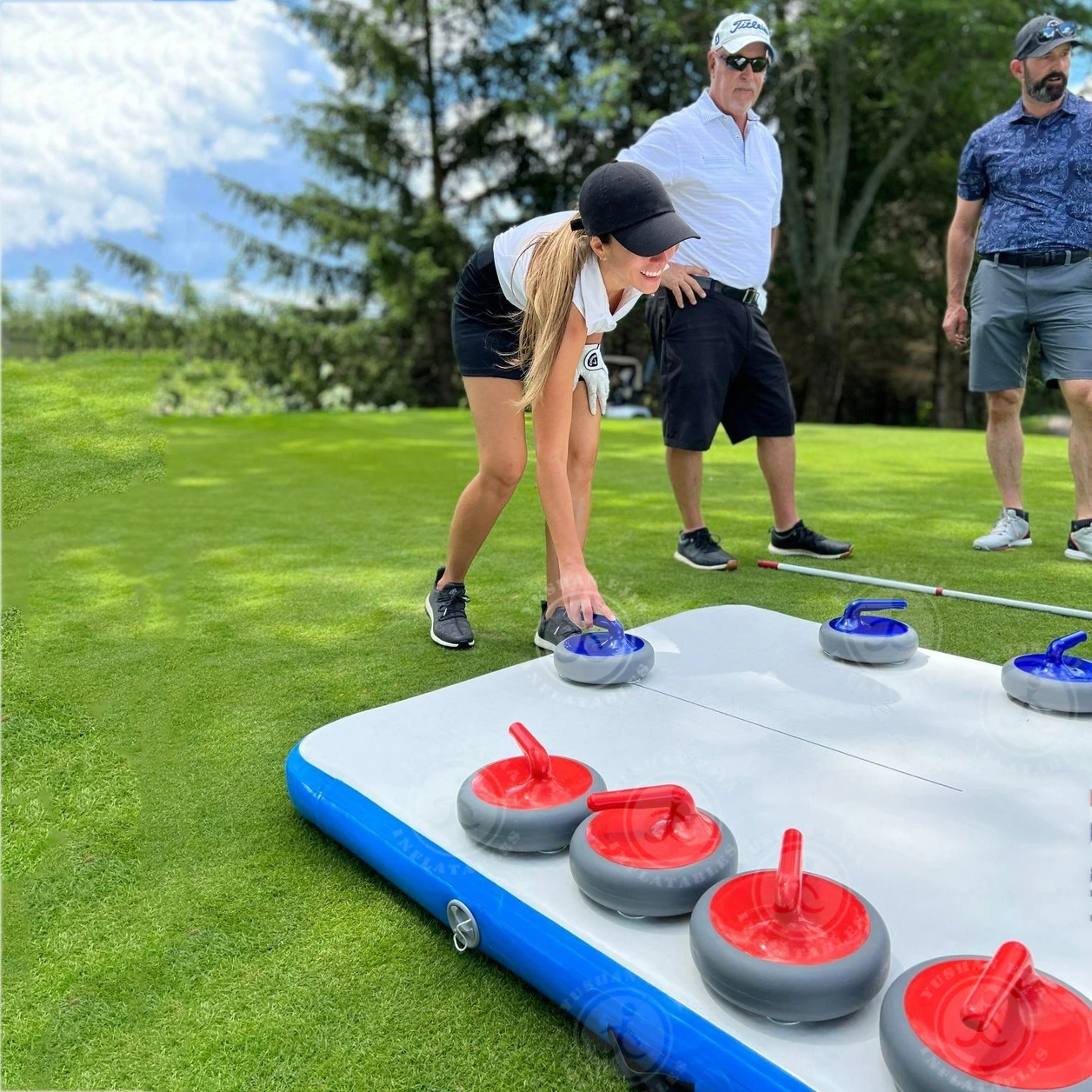 Event Rentals Family Entertainment Iceless Sports Floor Curling Rink Street Curling Inflatable Games For Children