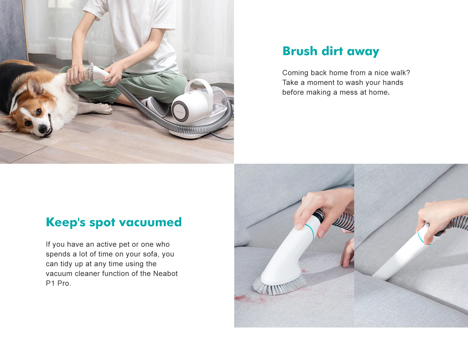 Neabot P1 pro 5 in 1 Pet Hair Shaving and Suction Tools Low Noise  Grooming Pet Vacuum Cleaner