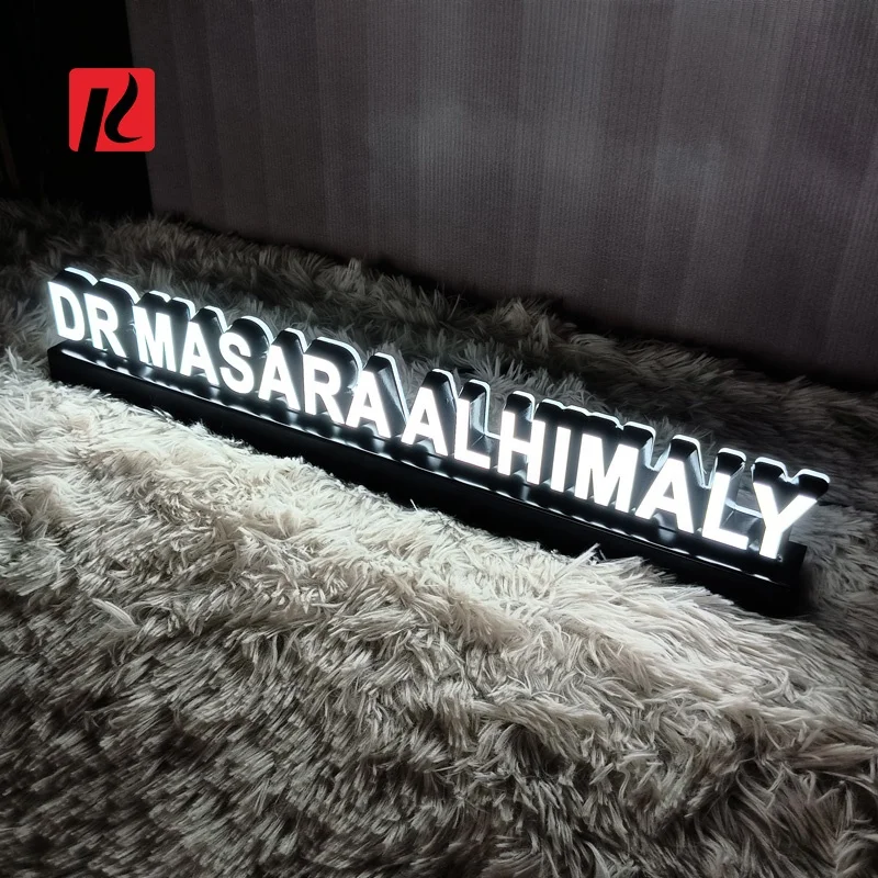Kexian Custom Led Table Top Standing Sign LED Channel Letter Countertop Business Logo Indoor Shop Name Display Desk Top LED Sign
