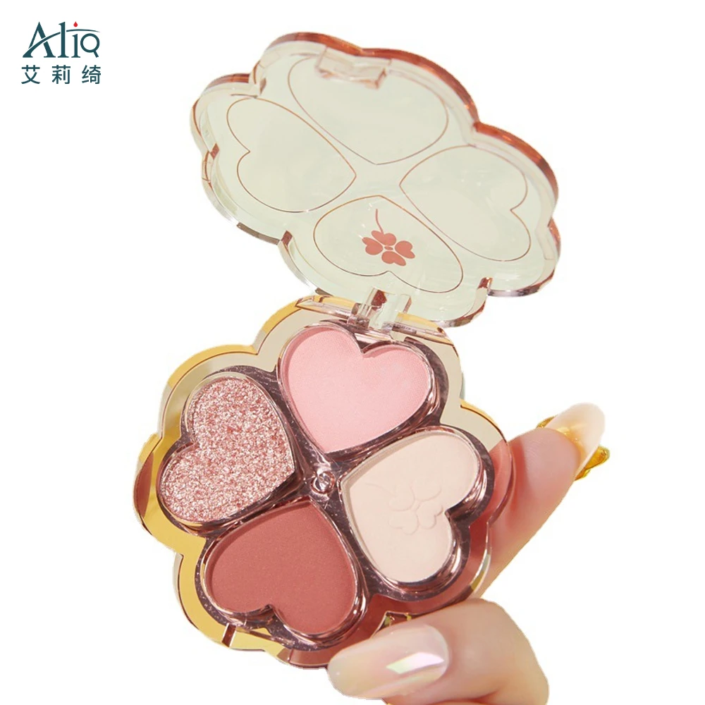 Custom Heart Shaped Pastel 4 Color Packaging Eye Shadow Base Paint Diy Everyday Makeup Earth Color Butterfly Eyeshadow Palette