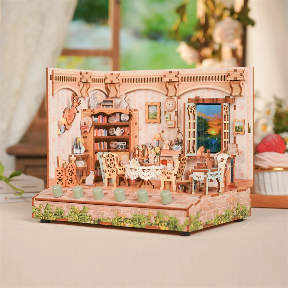 Tonecheer The Pastoral Home Sound  Machine  Assemble Gifts Wood Crafts 3D Wooden Puzzles For Adults