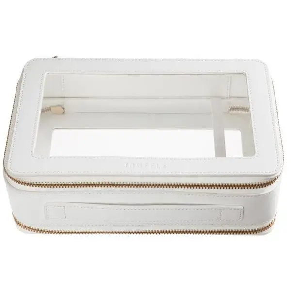 Double Layer Eco-friendly PU Leather Cosmetic Bag Portable Cosmetic Case Clear PVC Makeup Case