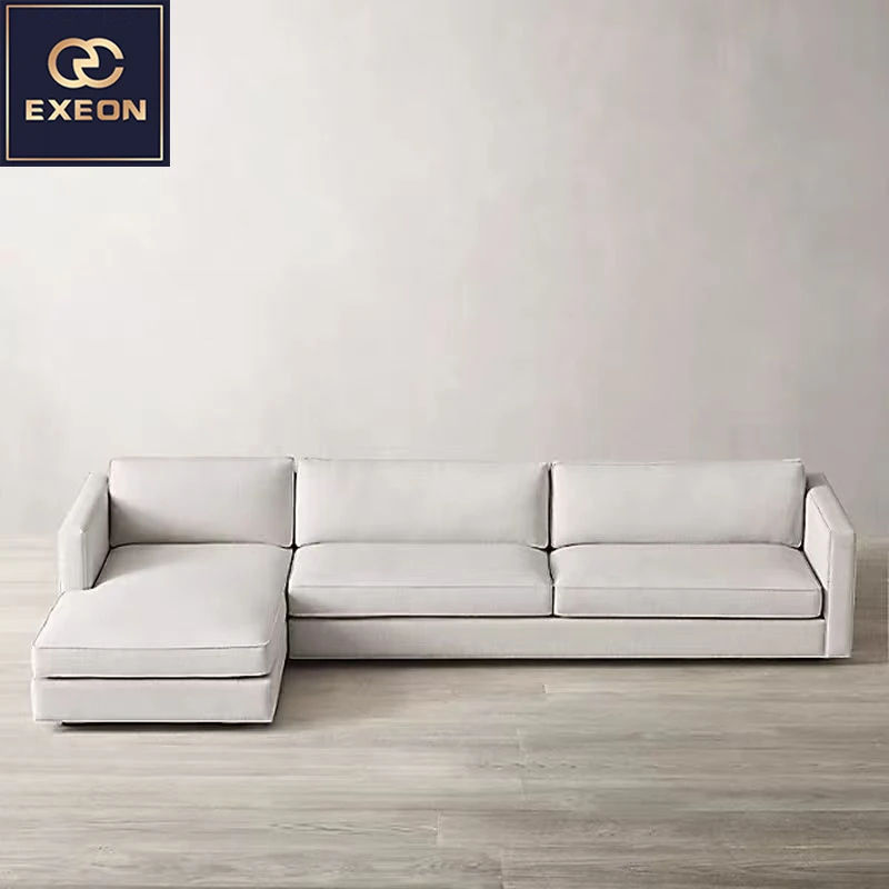 Italian Minimalist Retro Cotton Linen Living Room Sofa Modern Villa Furniture Design Combination Sofa