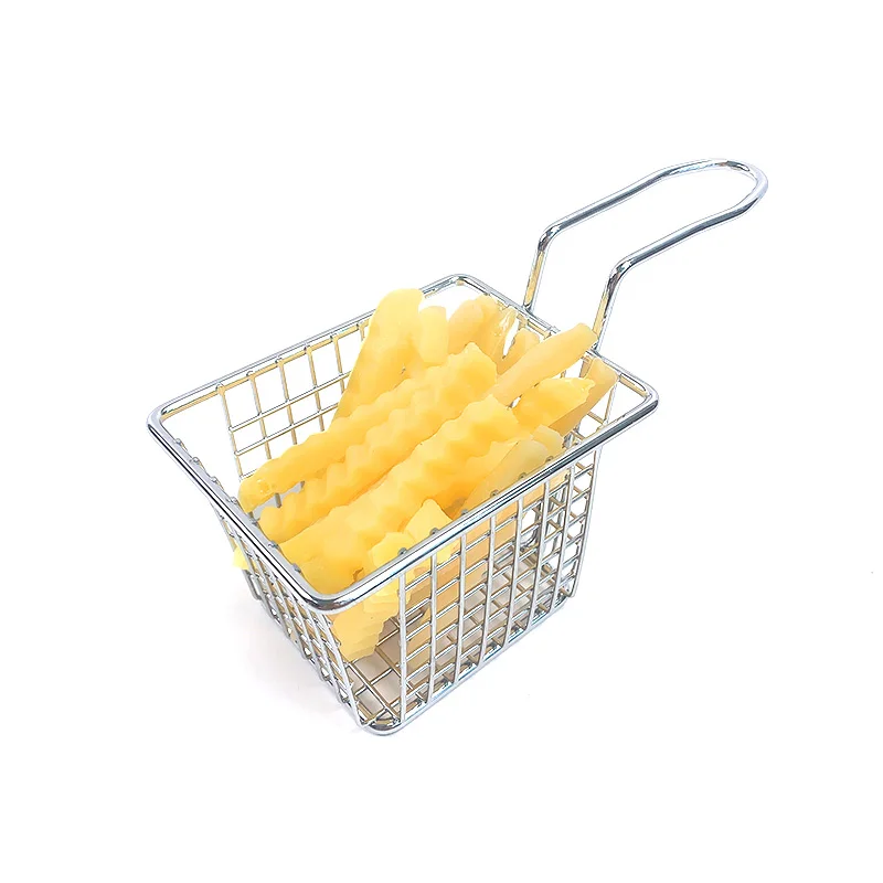 Kitchen Square Small Metal Fried Food Chips Server Serving French Fries Restaurant Frying Basket for Fries