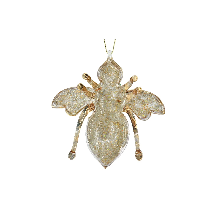 Luxury Glitter Christmas Decorations Bee Pendant Small Gifts Hand Blown Glass Crafts Christmas Tree Ornaments