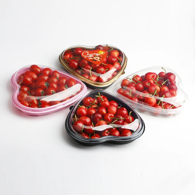 Food grade  High Quality Disposable Plastic Heart Shape Packaging Container For Fruit Merchant Packing Cherry Strawberry