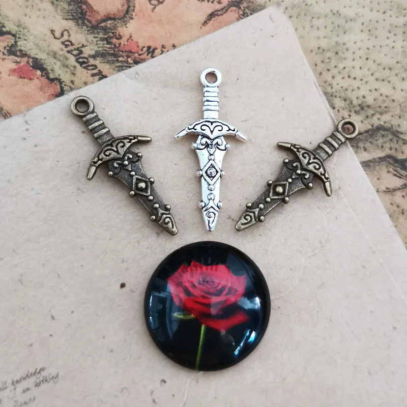 SC Sword Charms Necklace Goth Boy Pendant Necklace DIY Handmade Accessories Sword Pendant Necklace Bracelet for Men Women