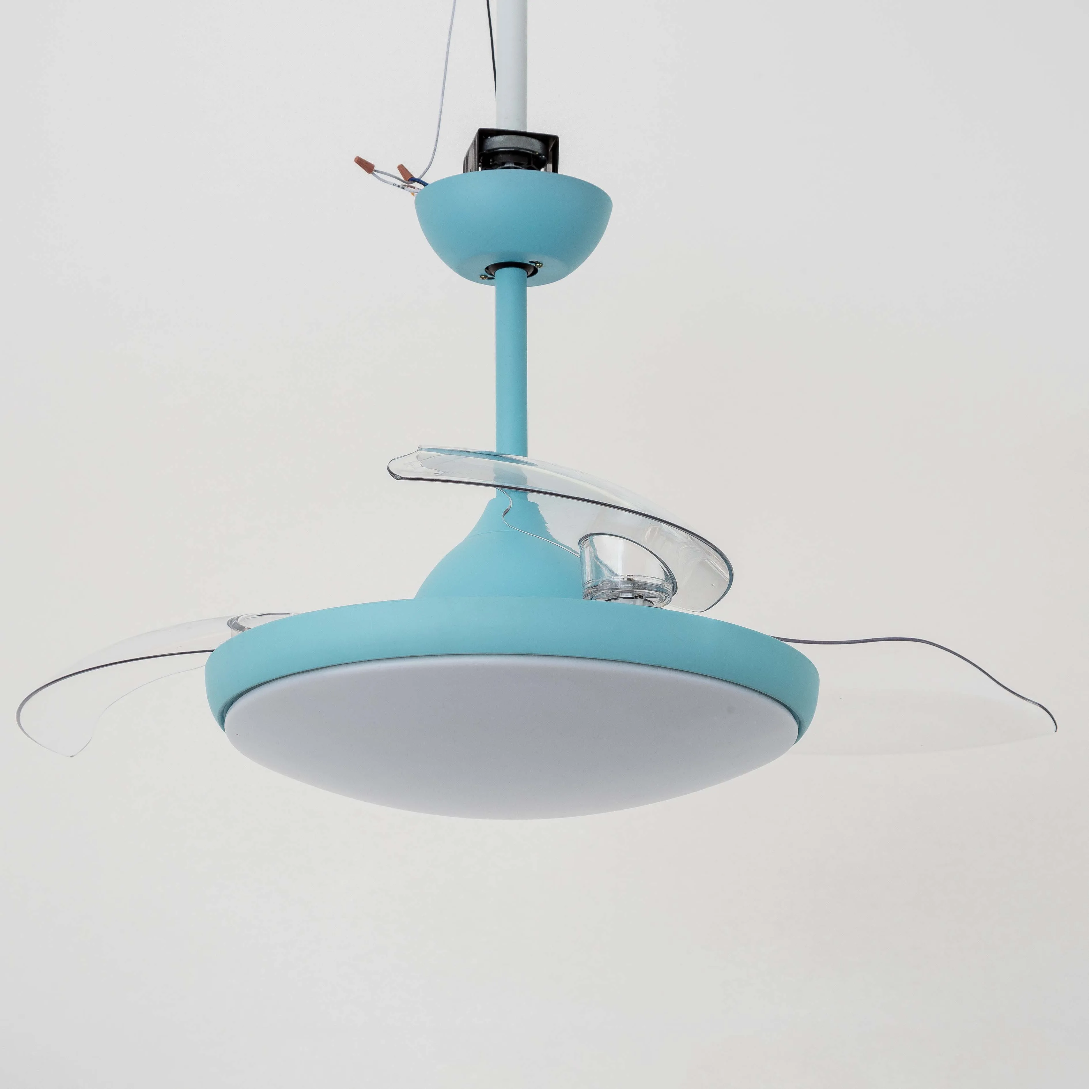 Contemporary Invisible Blue Ceiling Fan Lamps Led With 3 Retractable Acrylic Blades Lighting Groups Decorative Ceiling Fans