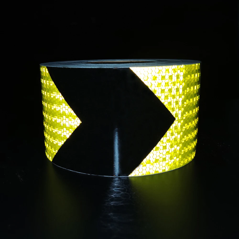 5cm, 10cm width flour green/lime green pvc Reflective Tape/sticker with black arrow for dubai market
