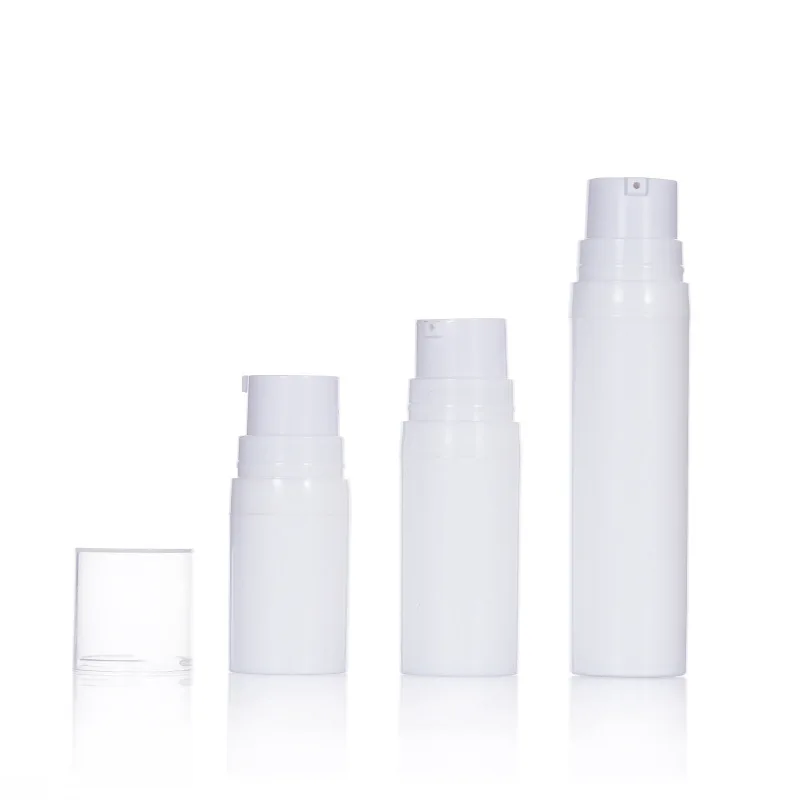 Wholesale customization airless cosmetic packaging 5ml 10ml 15ml 20ml white Lotion Skin Care Serum bottle with pump