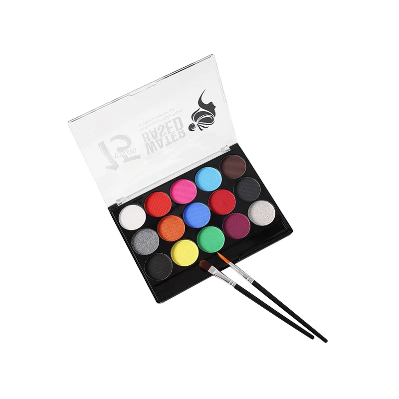Customized 15 Colors Water-Based Long Lasting Neon Face & Body Paint Palette Halloween Makeup Non Toxic Washable Face Paint