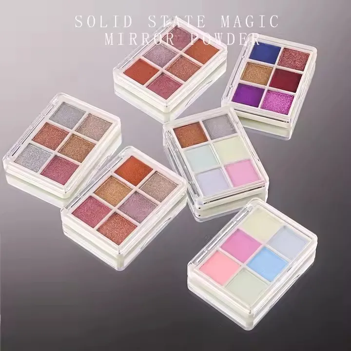 Destly New 6 Colors Per Set Mirror Metal Chrome Rose Aurora Holographic Pigment Pressed Solid Nail Powder