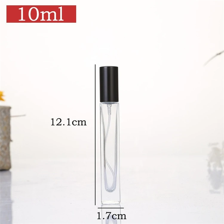 Empty perfume dispenser bottle 10 ml clear rounded Square perfume glass bottle roller in bulk
